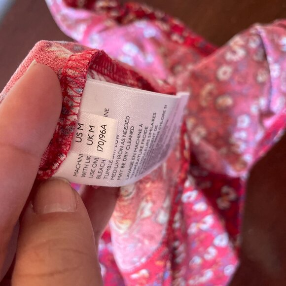 Free People Red Say Hello Floral Mini Dress SZ M Modern Boho - Picture 14 of 14